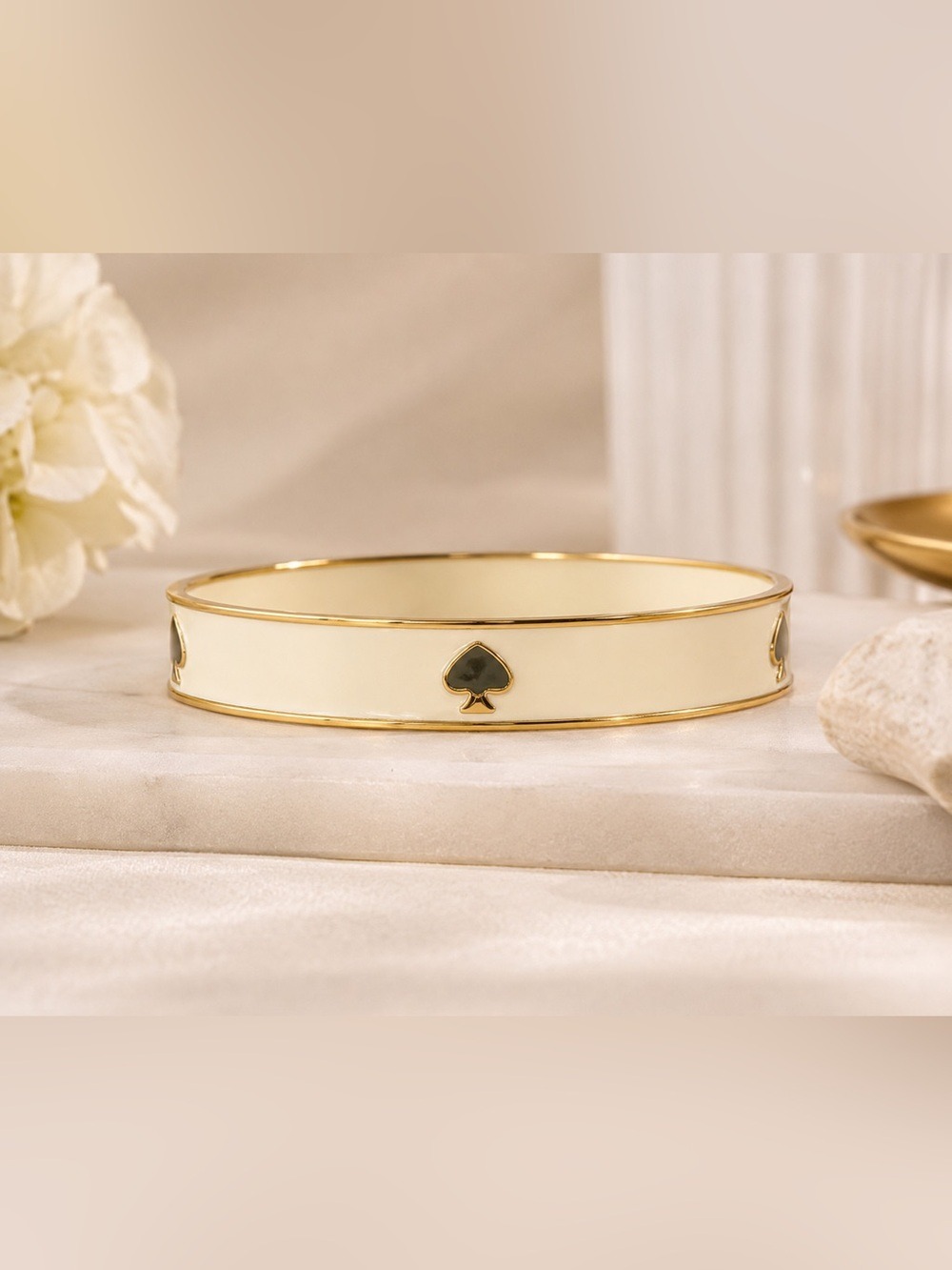 Kate Spade Cream & Gold Enamel Spade Bangle Bracelet
